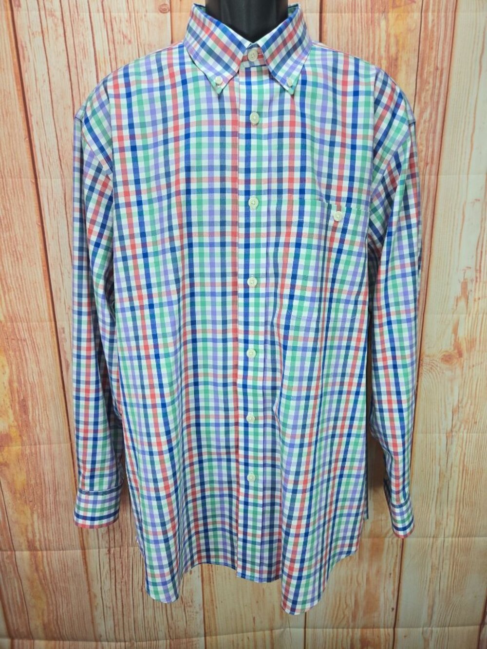 Orvis Mens Multicolor Plaid Long-Sleeve Shirt Large
